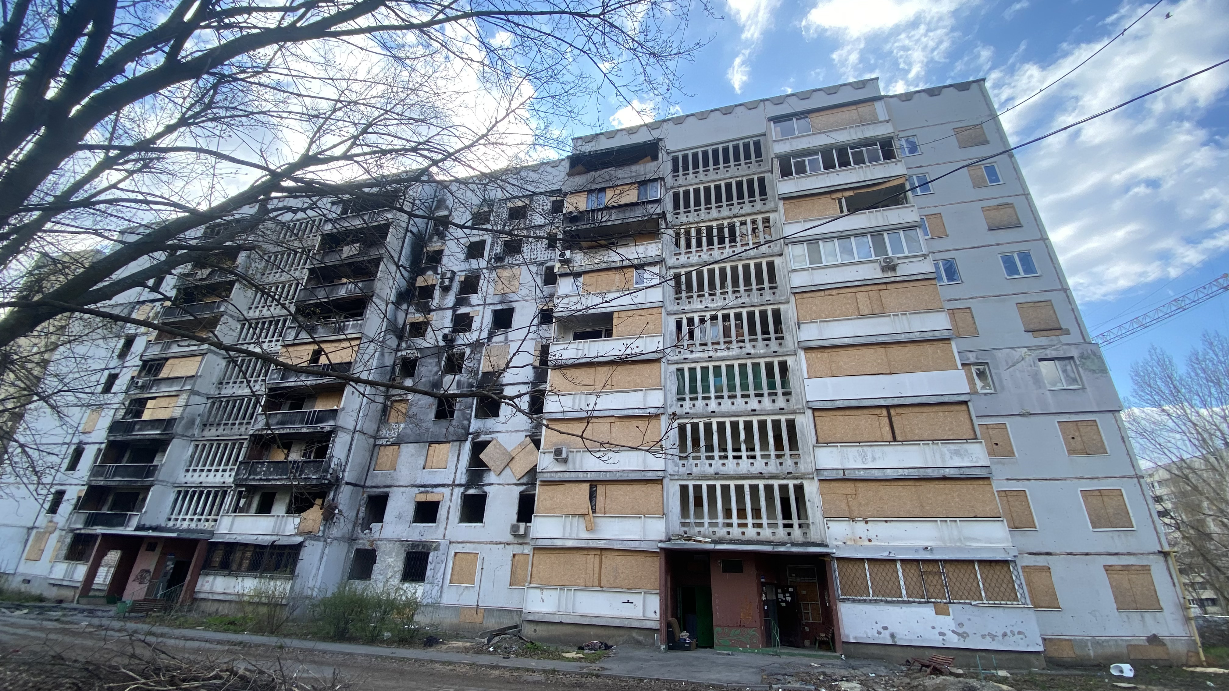 North Saltivka damaged residential building